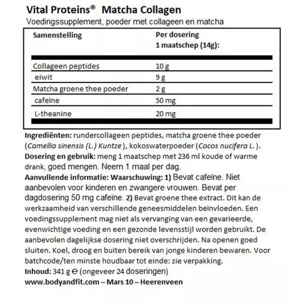 3x Vital Proteins Matcha Collageen 4 3x Vital Proteins Matcha Collageen - Afbeelding 4