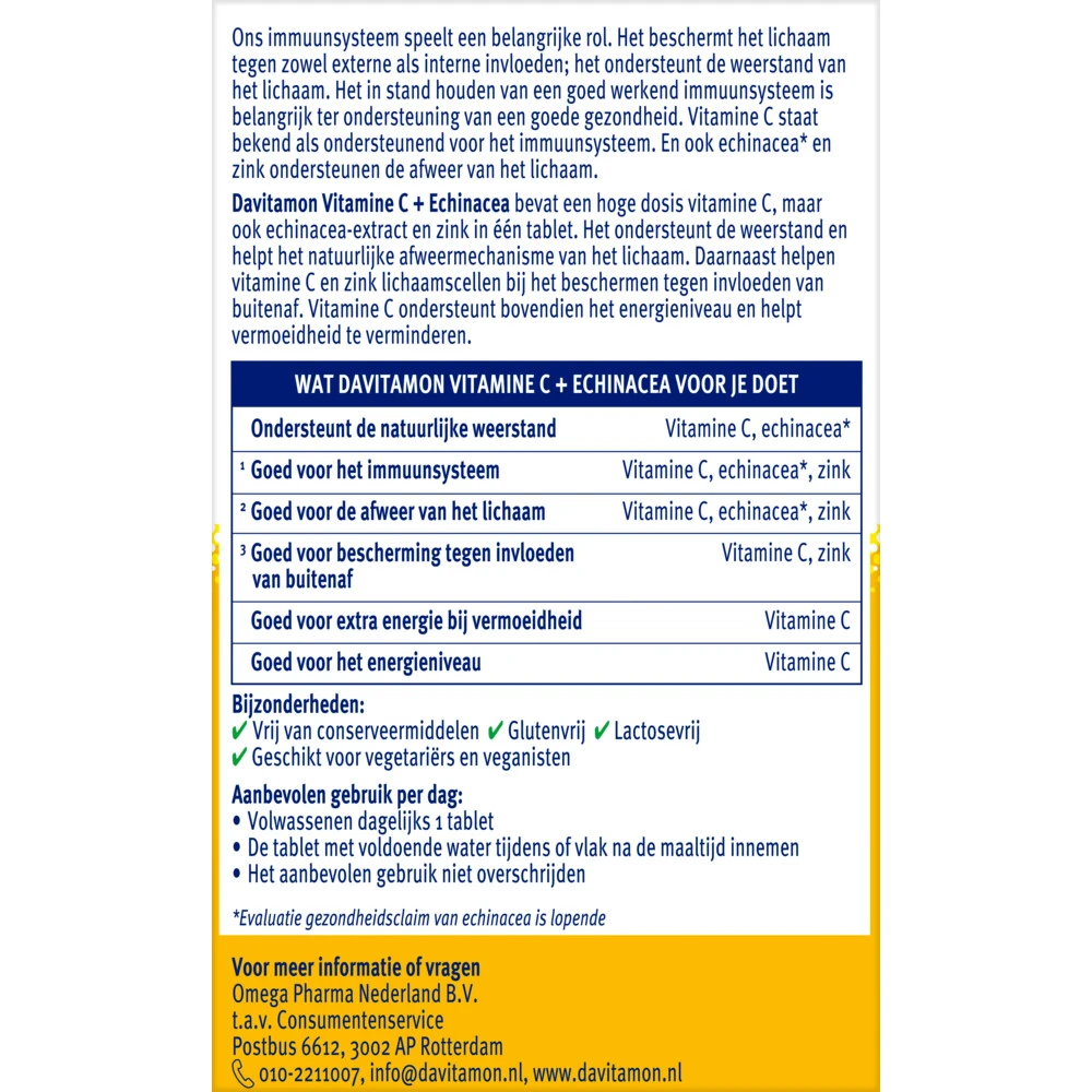 2x Davitamon Vitamine C + Echinacea 2 2x Davitamon Vitamine C + Echinacea - Afbeelding 2
