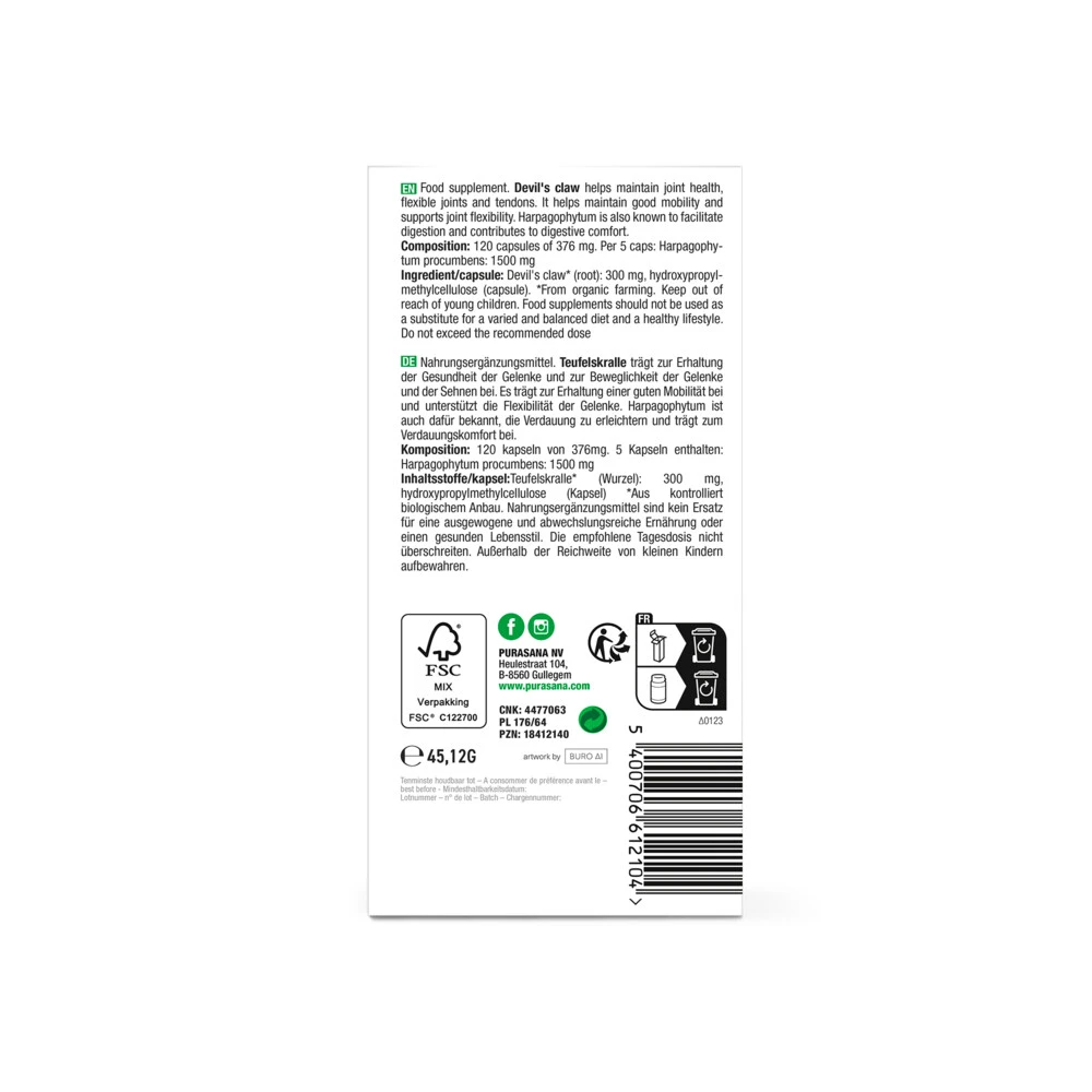 Purasana Duivelsklauw 300 Mg Bio 3 Purasana Duivelsklauw 300 Mg Bio - Afbeelding 3