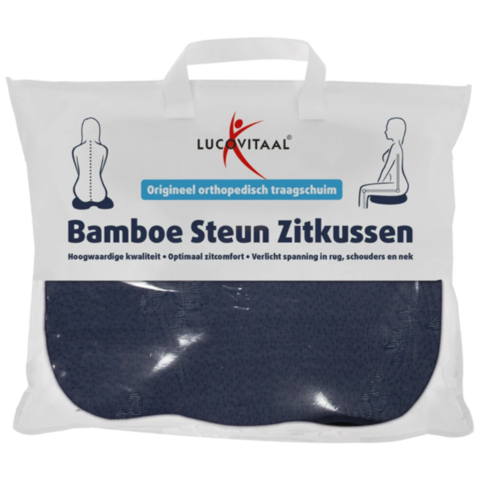 Lucovitaal Bamboe Steun Zitkussen Blauw 1 Lucovitaal Bamboe Steun Zitkussen Blauw