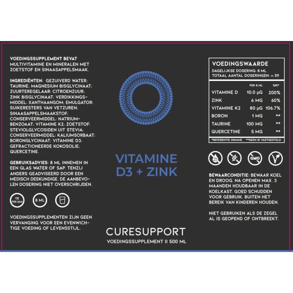 CureSupport Vitamine D3 Zink Drank 2 CureSupport Vitamine D3 Zink Drank - Afbeelding 2