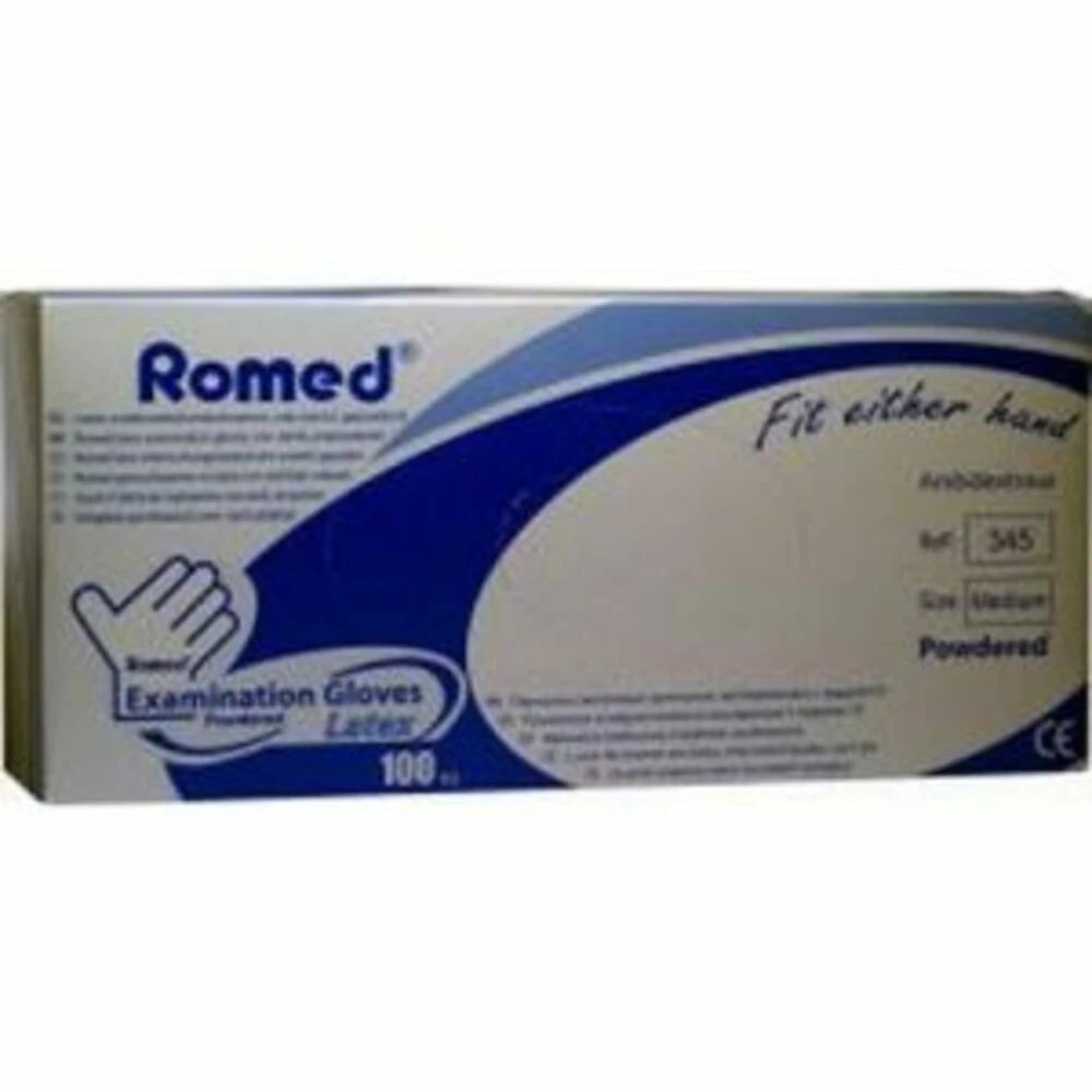 Romed Latex Handschoenen Gepoederd Niet Steriel Maat M 1 Romed Latex Handschoenen Gepoederd Niet Steriel Maat M