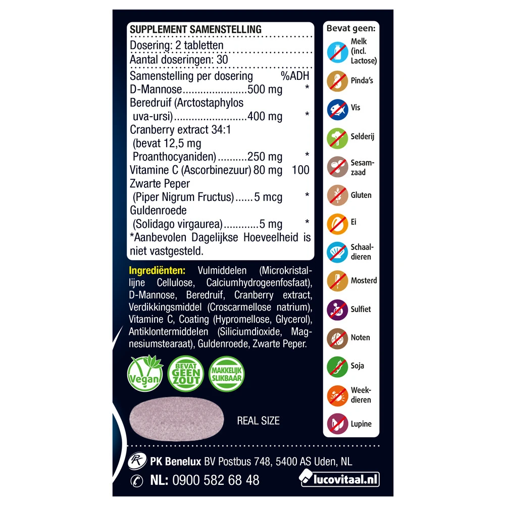 3x Lucovitaal D-Mannose Cranberry Blaasfunctie 3 3x Lucovitaal D-Mannose Cranberry Blaasfunctie - Afbeelding 3